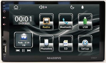 Massive H7MCP - 7" Wired & Wireless CarPlay & Android Auto, Voice Control, Bluetooth, USB