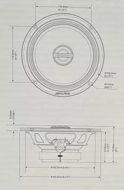 Alpine DM-65 - M-Series 6.5" Coaxial 2-way Speaker 200w
